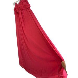 Davids Bridal Watermelon Pink Strapless Chiffon Formal Dress Size 16 NwD